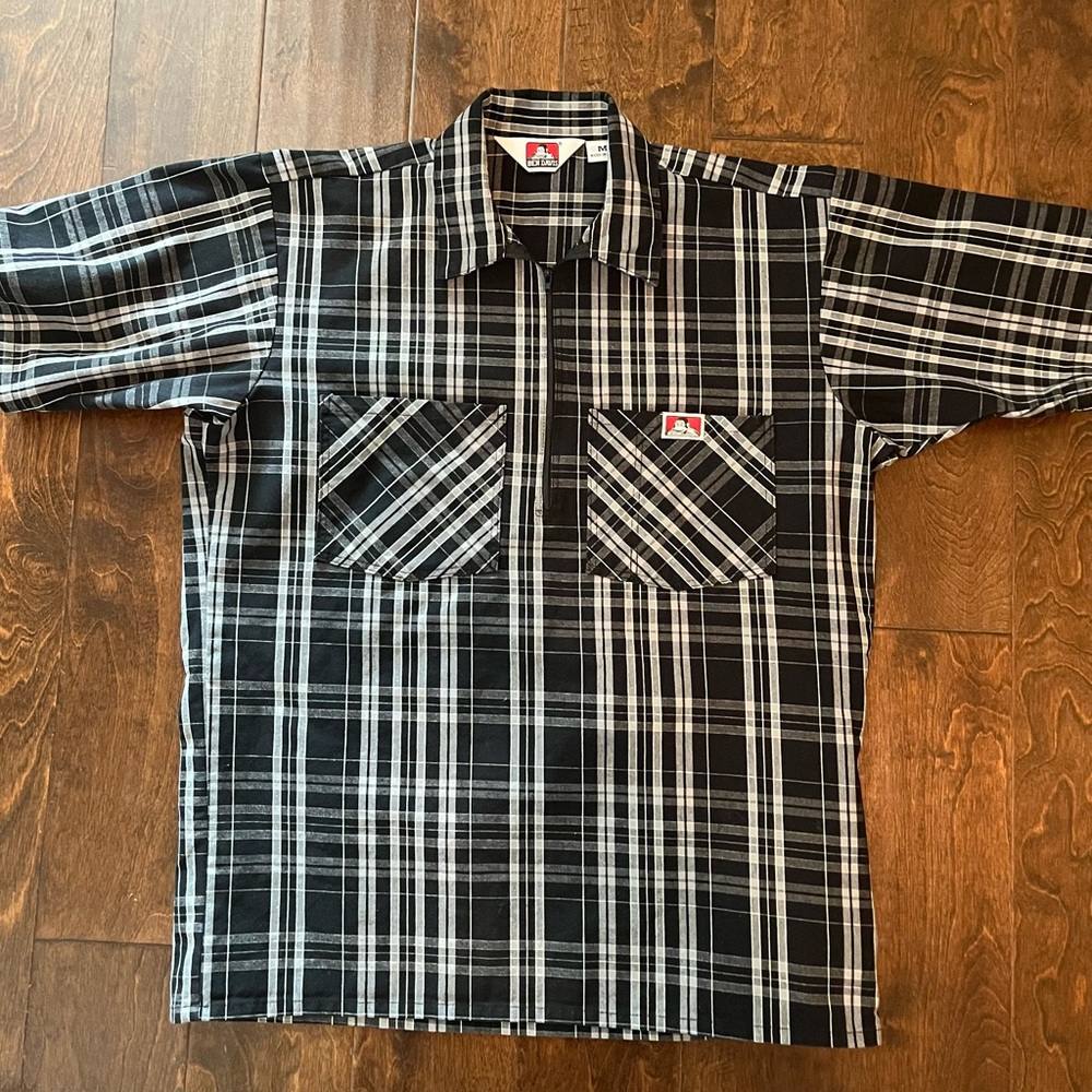 Ben Davis Black and White Plaid Short sleeve Men's Shirt